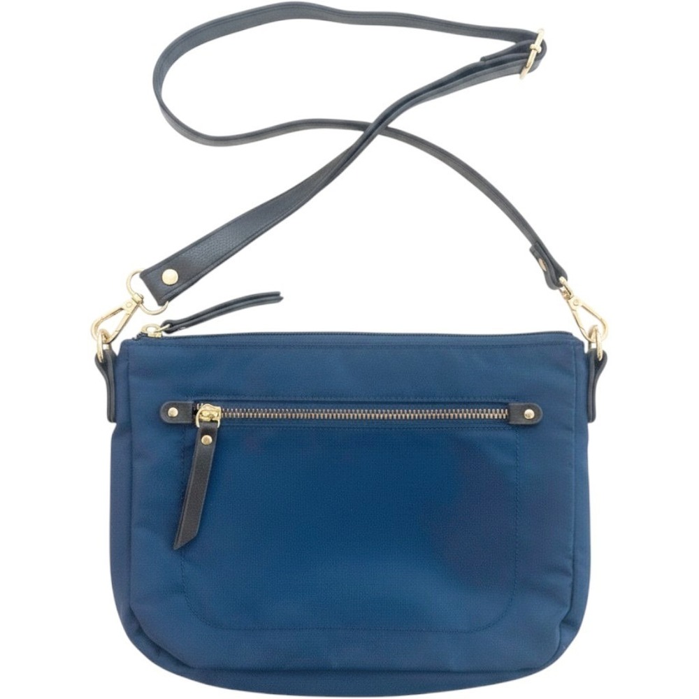 Old Navy Women Crossbody Bag Small Navy Blue Nylon Gold Hardware Zip Strap